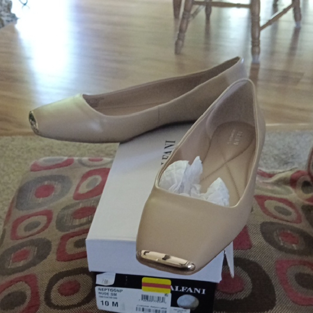 Alfani Tan and Gold Flats for Effortless Style